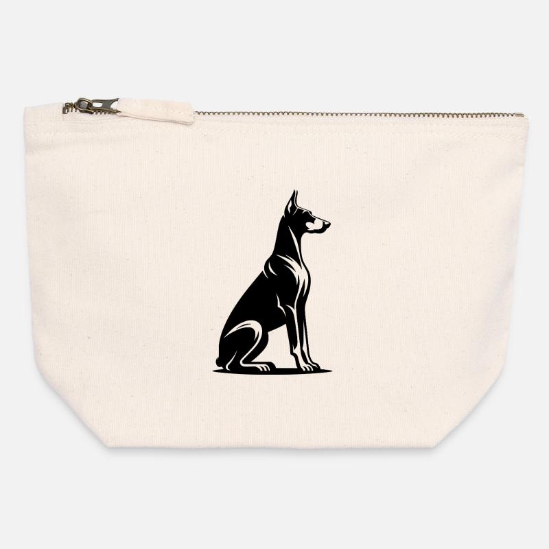 Loyal Doberman Guard Dog Silhouette - Canvas Zip Pouch 12 x 13 cm - nature