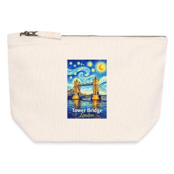 Tower Bridge London Sternenwirbel - Canvas Reißverschluss-Täschchen (12 x 13 cm) - Naturweiß - Vorne