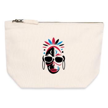 African mask with sunglasses - Canvas Zip Pouch 12 x 13 cm - nature - Front