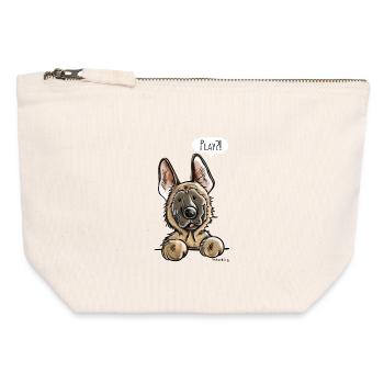 Malinois Play - Canvas Reißverschluss-Täschchen (12 x 13 cm) - Naturweiß - Vorne