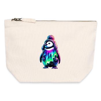 Aurora Borealis Pinguin - Canvas Reißverschluss-Täschchen (12 x 13 cm) - Naturweiß - Vorne