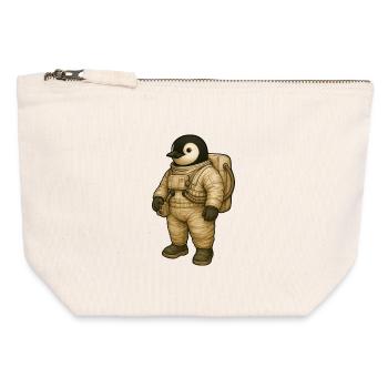 Süßer Pinguin Astronaut im Weltraum Abenteuer - Canvas Reißverschluss-Täschchen (12 x 13 cm) - Naturweiß - Vorne
