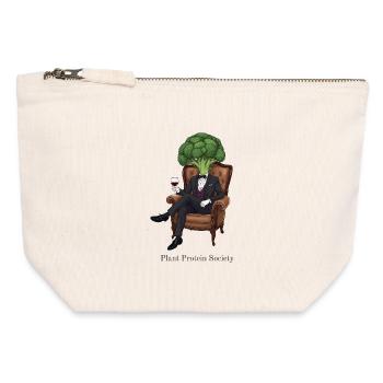 Plant Based Society – Brocoli élégant - Pochette zippée en toile 12 x 13 cm - blanc naturel - Devant