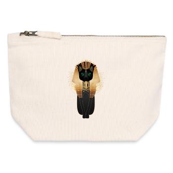 Majestueux chat égyptien avec ornements - Pochette zippée en toile 12 x 13 cm - blanc naturel - Devant