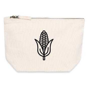 épi de maïs - Pochette zippée en toile 12 x 13 cm - blanc naturel - Devant