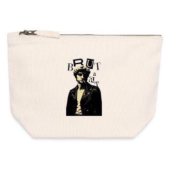 Statue en cuir de l’icône de David Michel-Ange - Pochette zippée en toile 12 x 13 cm - blanc naturel - Devant