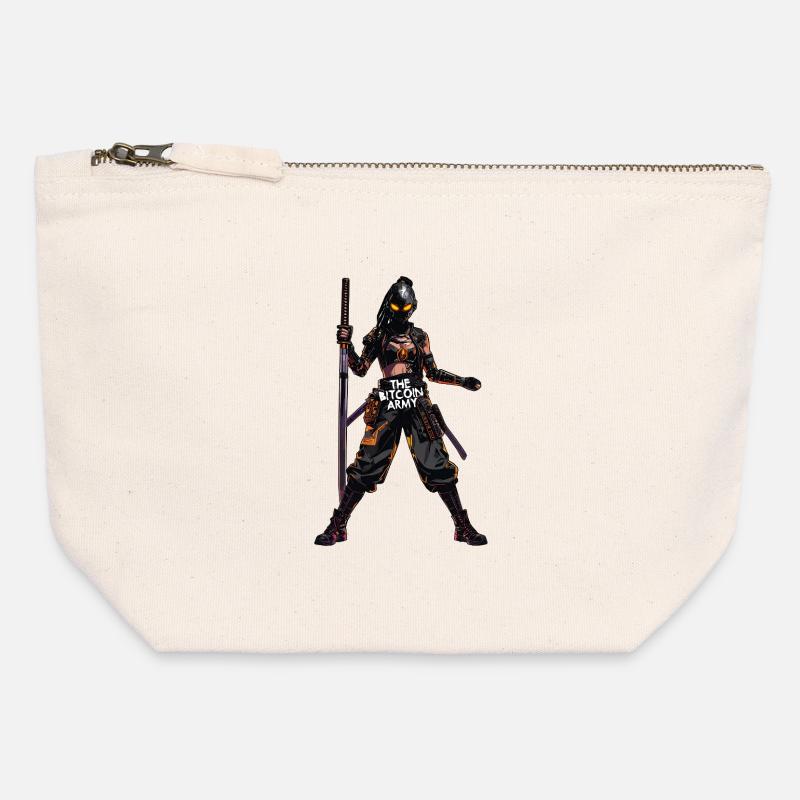Bitcoin Bazooka - L’Armée Bitcoin - Samurai 03 - Pochette zippée en toile 12 x 13 cm - blanc naturel