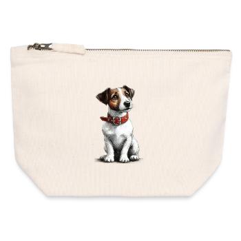 Jack Russel Terrier - Pochette zippée en toile 12 x 13 cm - blanc naturel - Devant