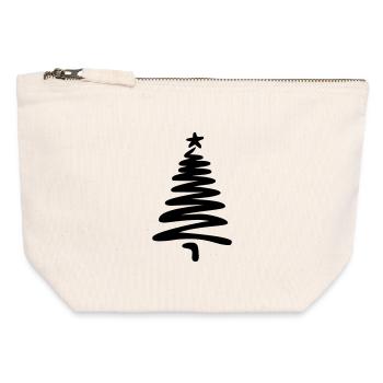 Christmas tree linear hand-drawn - Canvas Zip Pouch 12 x 13 cm - nature - Front