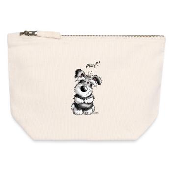 Play Schnauzer - Canvas Reißverschluss-Täschchen (12 x 13 cm) - Naturweiß - Vorne
