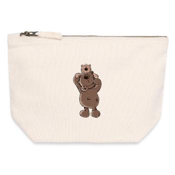 Ours Papa ou Ours Frère I Frères et sœurs I Papa - Pochette zippée en toile 12 x 13 cm - blanc naturel - Devant