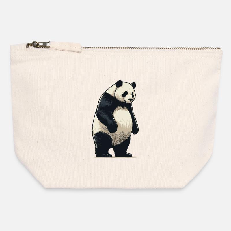 Panda - Canvas Zip Pouch 12 x 13 cm - nature