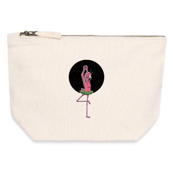 Ballerina Flamingo mit Tutu - Canvas Reißverschluss-Täschchen (12 x 13 cm) - Naturweiß - Vorne