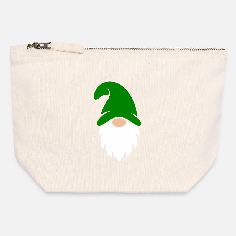 Emerald Gnome Garden Charm - Canvas Zip Pouch 12 x 13 cm - nature