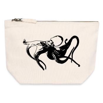 Octopus, poulpes, seiches, fruits de mer - Pochette zippée en toile 12 x 13 cm - blanc naturel - Devant
