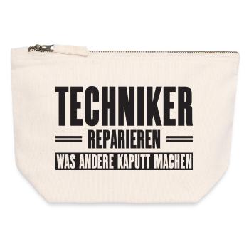 Servicetechniker Support Spruch für Handwerker - Canvas Reißverschluss-Täschchen (12 x 13 cm) - Naturweiß - Vorne