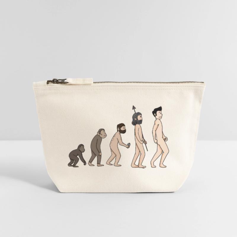 Human Development - Evolution Illustration Canvas Zip Pouch 12 x 13 cm
