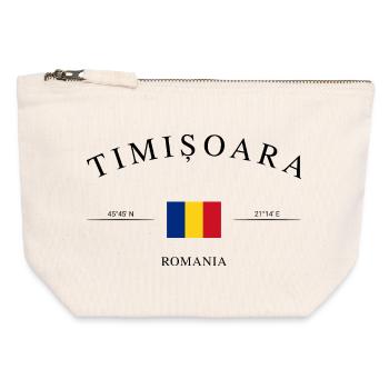 Timișoara, Roumanie – Souvenir et cadeau de vacances - Pochette zippée en toile 12 x 13 cm - blanc naturel - Devant