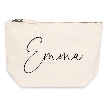 Emma / Handwriting Personalized Design - Canvas Zip Pouch 12 x 13 cm - nature - Front