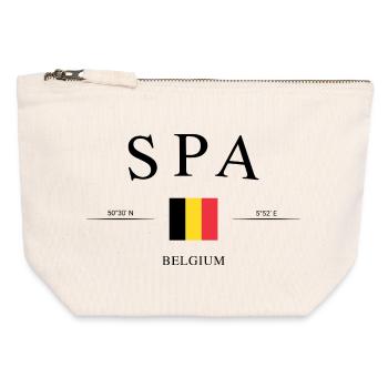 Spa Belgique – Souvenir et cadeau de vacances - Pochette zippée en toile 12 x 13 cm - blanc naturel - Devant