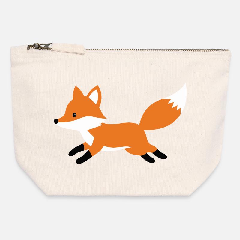 Süßer springender Fuchs minimalistischen Stil - Canvas Reißverschluss-Täschchen (12 x 13 cm) - Naturweiß