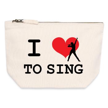 J'aime Chanter - Pochette zippée en toile 12 x 13 cm - blanc naturel - Devant