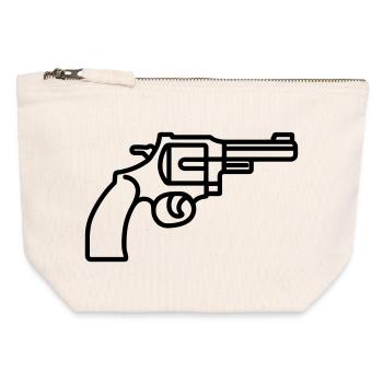 Revolver - Canvas Reißverschluss-Täschchen (12 x 13 cm) - Naturweiß - Vorne