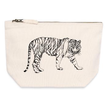 TIGER - Canvas Reißverschluss-Täschchen (12 x 13 cm) - Naturweiß - Vorne