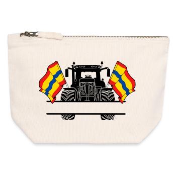 Overijssel_Tractor_Custom_Edition - Pochette zippée en toile 12 x 13 cm - blanc naturel - Devant