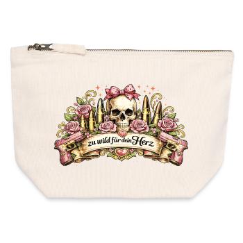 zu wild für dein Herz – Kugeln & Rosen Design - Canvas Reißverschluss-Täschchen (12 x 13 cm) - Naturweiß - Vorne