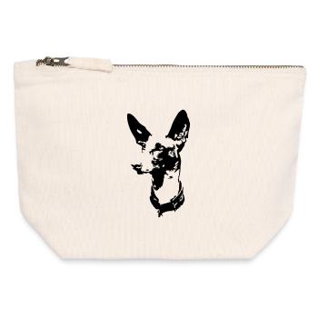 Podenco Kopf - Canvas Reißverschluss-Täschchen (12 x 13 cm) - Naturweiß - Vorne