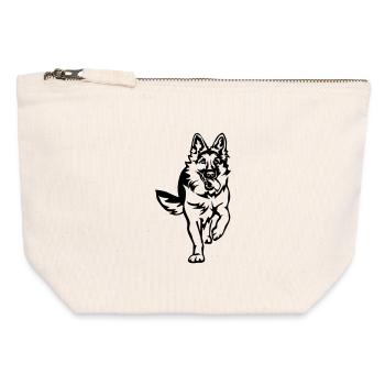 Berger allemand - Pochette zippée en toile 12 x 13 cm - blanc naturel - Devant