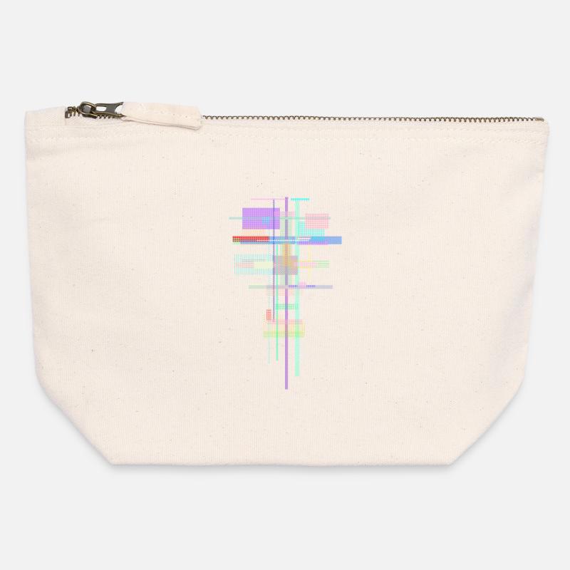Motif Abstrait - Architecture de l’espace - Pochette zippée en toile 12 x 13 cm - blanc naturel