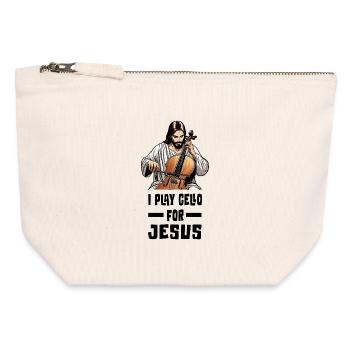 Ich spiele Cello für Jesus - Canvas Reißverschluss-Täschchen (12 x 13 cm) - Naturweiß - Vorne