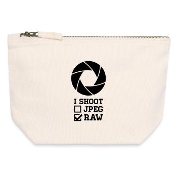 I Shoot Fotografie – Kamera Design für Fotografen - Canvas Reißverschluss-Täschchen (12 x 13 cm) - Naturweiß - Vorne