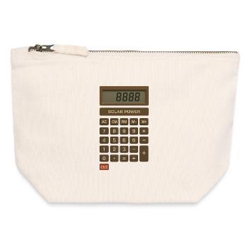 Calculateur d’énergie solaire rétro - Pochette zippée en toile 12 x 13 cm - blanc naturel - Devant