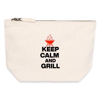 KEEP CALM AND GRILL, FIRE GRILLEN PARTY FLEISCH - Canvas Reißverschluss-Täschchen (12 x 13 cm) - Naturweiß - Vorne
