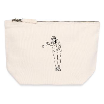 Right-handed petanque player - Canvas Zip Pouch 12 x 13 cm - nature - Front