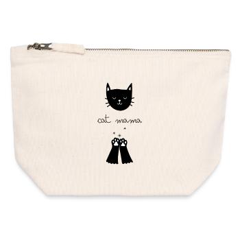 Dein Herz schlägt für Samtpfoten: Cat Mama - Canvas Reißverschluss-Täschchen (12 x 13 cm) - Naturweiß - Vorne