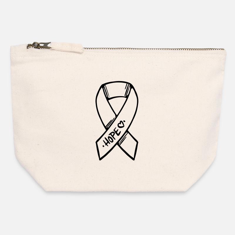 Loop Hope Cancer - Pochette zippée en toile 12 x 13 cm - blanc naturel