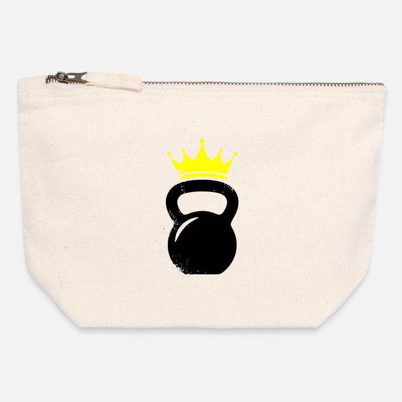 Kugelhantel Krone Gym Logo - Canvas Reißverschluss-Täschchen (12 x 13 cm) - Naturweiß