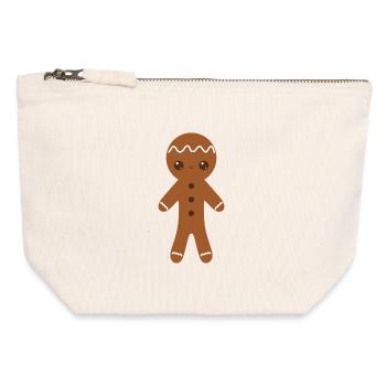 Gingerbread Character with Icing Details - Canvas Zip Pouch 12 x 13 cm - nature - Front