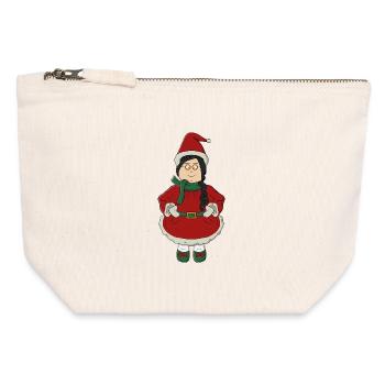 Weihnachtsmannmädchen im roten Kleid - Canvas Reißverschluss-Täschchen (12 x 13 cm) - Naturweiß - Vorne