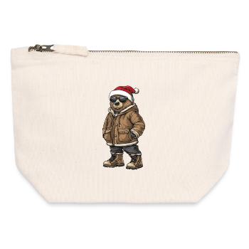 Bär Weihnachten Winter - Canvas Reißverschluss-Täschchen (12 x 13 cm) - Naturweiß - Vorne