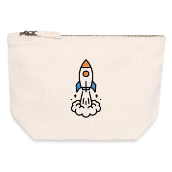 Rocket Launch Space Comic - Canvas Zip Pouch 12 x 13 cm - nature - Front