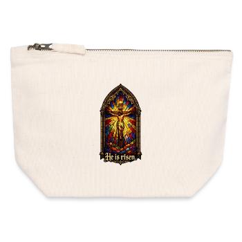 Auferstehung He is Risen Ostern Jesus - Canvas Reißverschluss-Täschchen (12 x 13 cm) - Naturweiß - Vorne