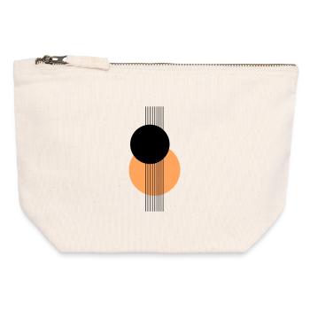 Design géométrique abstrait Orange noir - Pochette zippée en toile 12 x 13 cm - blanc naturel - Devant