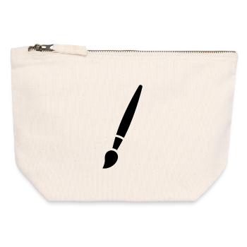 Pinceau, peinture, symbole artistique - Pochette zippée en toile 12 x 13 cm - blanc naturel - Devant