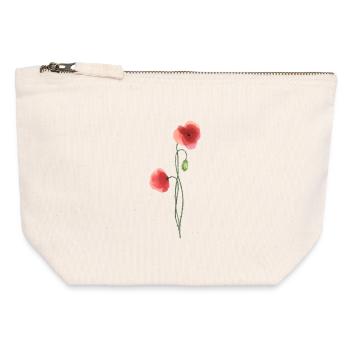 Blume: roter Mohn - Canvas Reißverschluss-Täschchen (12 x 13 cm) - Naturweiß - Vorne