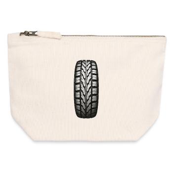 Motif de bande de roulement des pneus - Pochette zippée en toile 12 x 13 cm - blanc naturel - Devant